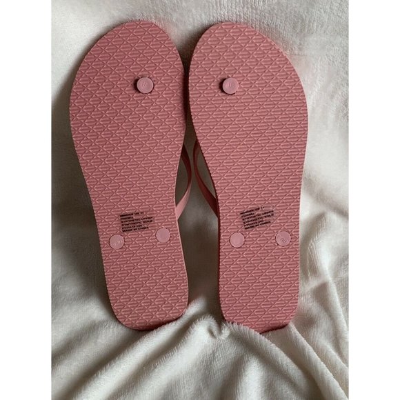 COPY 🌹Women’s Sandals Size 8 MINDEE BEBE LOGO Striped Pink Multi FLIP FLOPS - Picture 7 of 10